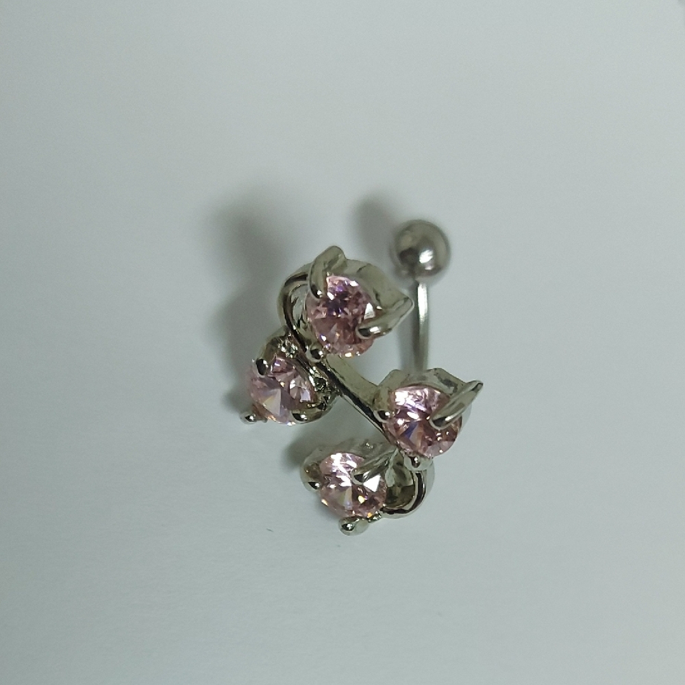 Elegant Silver and Pink Gemstone Women's Earring